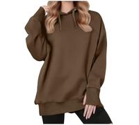 Keepink Womens Jumpers UK Thumb Hole Oversized Hoodie Solid Long Sleeve Fleece Hooded Pullover Crew Neck Long Jumper Baggy Tunic Top for Autumn Winter Ladies Sweater Blouse