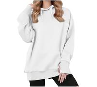 Keepink Womens Jumpers UK Thumb Hole Oversized Hoodie Solid Long Sleeve Fleece Hooded Pullover Crew Neck Long Jumper Baggy Tunic Top for Autumn Winter Ladies Sweater Blouse