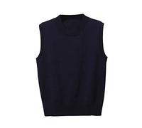 Keepink Women's Knit Sleeveless Vest Jumpers Ribbed Knitwear Lightweight Round Neck Gilet Sweater Solid Classic Waistcoat Pullover Shirt Casual Loose Tank Tops Smart Work Wear