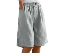 Keepink Womens Lightweight Cotton Linen Shorts Loose Casual Five Pants Solid Comfy Hotpants Breathe Active Gym Work Ladies Plus Size 8-18 UK Clearance