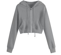 Keepink Women's Lightweight Hoodies Full Zip Up Sweatshirts with Pockets Long Sleeve Thin Casual Cropped Hoodie Sweatshirt 90s Drawstring Hooded Crop Jacket Top Sale