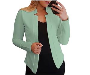 Keepink Womens Long Sleeve Blazer Open Front Cardigan Jacket Plain Casual Suits Jackets Slim Fit Coats Lightweight Fall Outwear Elegant Smart Tops Women Cardigans Shirts UK Sale