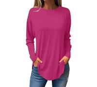 Keepink Womens Long Sleeve Tops Drop Shoulder Boat Neck Pullover Top Loose Fit Casual Shirts Basic Tunics Comfy Cotton Tshirts Dressy T Shirts Work Office Top Shirt UK 8-18 Clearance
