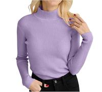 Keepink Womens Long Sleeve Tops Ladies Lightweight Jumpers Solid Color Sweatshirts Mock Neck Slim Fit Basic Sweater Thin Ribbed Knit Thermal Tees Fashion Pullover Fall Y2K Clothes Sale