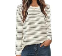 Keepink Womens Long Sleeve Tops Lightweight Color Block Stripe Print Jumper Trendy Patterned Loose Fit Pullover Round Neck Casual Comfort Fit Top Ladies Tunics Blouse Sweatshirts
