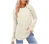 Keepink Women's Long Sleeve Tops with Thumb Hole Soft Ribbed Knit Sweaters Loose Casual Longline Tunic Top Crewneck Basic Tee Lightweight Cozy Pullover Jumpers for Women UK