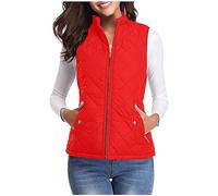 Keepink Women's Quilted Gilet Lightweight Body Warmer Padded Outdoor Vest Sleeveless Jacket Windproof Waterproof Puffer Down Bodywarmer Zip Up Winter Warm Waistcoat Th Pockets