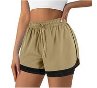 Keepink Womens Running Gym 2 in 1 Sports Shorts Quick Dry Fitness Shorts for Workout Training Yoga Jogging Pilates Bottoms Athletic Cycling Short Pants with Liner Clearance