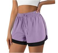 Keepink Womens Running Gym 2 in 1 Sports Shorts Quick Dry Fitness Shorts for Workout Training Yoga Jogging Pilates Bottoms Athletic Cycling Short Pants with Liner Clearance
