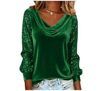 Keepink Women's Sparkly Velvet Tops Elegant Cowl Neck Long Sleeve Blouses Shiny Party Shirts Fall Winter Dressy Casual Jumpers Sequin Evening Pullover Going Out Top Ladies Tshirts