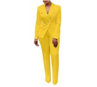 Keepink Women's Suits & Blazers 2 Piece Outfits Plus Size Button Up Long Sleeve Blazer + Trouser Casual Dressy Wedding Business Work Office Clothes Ladies Suit with Trousers UK 8-20