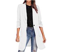 Keepink Women's Suits & Blazers Elegant Slim Fit Mid Length Blazer Long Sleeve Lapel Button Down Suit Jacket Smart Casual Work Business Formal Outwear Ladies Tops Coat Cardigan