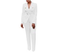 Keepink Womens Suits for UK Trouser Suits Formal Elegant Trouser-Suit 2 Piece Office Work Suit Blazer Pants Loose Fit Business Set Stretchy Solid Colored Work Sets