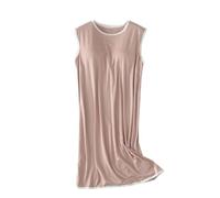 Keepink Women's Summer Nightwear Padded Built In Bra Dress Sleeveless Midi Loungewear Dresses Ladies Nightdress Loose Casual Nightie Comfortable House Dress Crew Neck Nightgowns