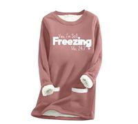 Keepink Women's Sweatshirts Fleece Lined Jumper Winter Warm Plush Sweater Yes I'm Still Freezing Letter Pullover Casual Thick Tops Ladies Baggy Loungewear UK Plus Size 8-22 Sale