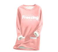 Keepink Women's Sweatshirts Fleece Lined Jumper Winter Warm Plush Sweater Yes I'm Still Freezing Letter Pullover Casual Thick Tops Ladies Baggy Loungewear UK Plus Size 8-22 Sale