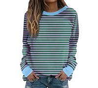 Keepink Women's Sweatshirts UK Long Sleeve Striped Tunic Tops Crewneck Casual T Shirts Loose Fit Lightweight Jumpers Dressy Pullover Y2k Fall Sweat Shirts Plus Size 8-22 Clearance