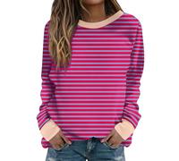 Keepink Women's Sweatshirts UK Long Sleeve Striped Tunic Tops Crewneck Casual T Shirts Loose Fit Lightweight Jumpers Dressy Pullover Y2k Fall Sweat Shirts Plus Size 8-22 Clearance