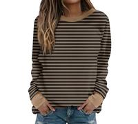 Keepink Women's Sweatshirts UK Long Sleeve Striped Tunic Tops Crewneck Casual T Shirts Loose Fit Lightweight Jumpers Dressy Pullover Y2k Fall Sweat Shirts Plus Size 8-22 Clearance