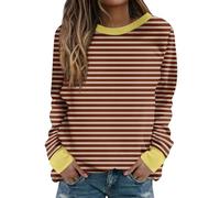 Keepink Women's Sweatshirts UK Long Sleeve Striped Tunic Tops Crewneck Casual T Shirts Loose Fit Lightweight Jumpers Dressy Pullover Y2k Fall Sweat Shirts Plus Size 8-22 Clearance