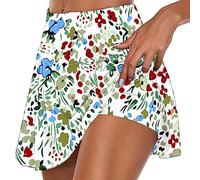 Keepink Women's Tennis Skorts Plus Size Skirts with Shorts Underneath Summer Cute Mini Skort Trendy Ladies Skorts Tummy Control Elastic High Waist Athletic Skirts Golf Sports