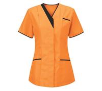 Keepink Women's Tops and Blouses V-Neck Nursing Uniform Scrub Top Comfortable Workwear T-Shirt with Pockets Dressy Short Sleeve Healthcare Shirt for Clinic Hospital Caregiver Duties