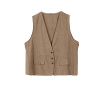 Keepink Womens Tops Sales Women Summer Casual Cotton Linen Vest Tops Trendy Denim Sleeveless Blazer Cardigan Down Waistcoat Trend Loose Buttons Hoodless Outwear & Jackets
