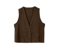 Keepink Womens Tops Sales Women Summer Casual Cotton Linen Vest Tops Trendy Denim Sleeveless Blazer Cardigan Down Waistcoat Trend Loose Buttons Hoodless Outwear & Jackets