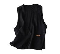 Keepink Womens Tops Sales Women Summer Casual Cotton Linen Vest Tops Trendy Denim Sleeveless Blazer Cardigan Down Waistcoat Trend Loose Buttons Hoodless Outwear & Jackets