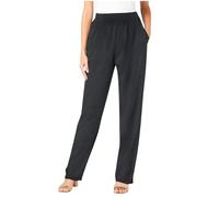 Keepink Womens Trousers Elasticated High Waist Relax Fit Pants Ladies Full Length Casual Trouser Everyday Stretchy Lightweight Pant Straight Leg Joggers with Pockets UK Plus Size 8-22