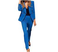 Keepink Women's Two-Piece Suit Set Plain Trouser Suit Long Sleeve Blazer Jacket + Bootcut Suit Pants Solid Work Business Office Casual Smart Suit Sets Ladies UK Clearance