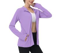 Keepink Women's UPF 50+ Sun Protection Shirts SPF Jacket UV Cooling Full Zip Hoodies Jackets Long Sleeve Rash Guard Summer Tops for Outdoor Hiking Running Athletic Pockets S-4XL