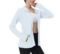 Keepink Women's UPF 50+ Sun Protection Shirts SPF Jacket UV Cooling Full Zip Hoodies Jackets Long Sleeve Rash Guard Summer Tops for Outdoor Hiking Running Athletic Pockets S-4XL
