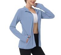 Keepink Women's UPF 50+ Sun Protection Shirts SPF Jacket UV Cooling Full Zip Hoodies Jackets Long Sleeve Rash Guard Summer Tops for Outdoor Hiking Running Athletic Pockets S-4XL