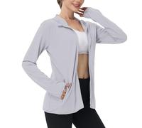 Keepink Women's UPF 50+ Sun Protection Shirts SPF Jacket UV Cooling Full Zip Hoodies Jackets Long Sleeve Rash Guard Summer Tops for Outdoor Hiking Running Athletic Pockets S-4XL