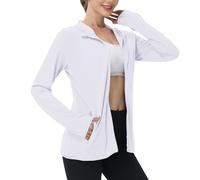 Keepink Women's UPF 50+ Sun Protection Shirts SPF Jacket UV Cooling Full Zip Hoodies Jackets Long Sleeve Rash Guard Summer Tops for Outdoor Hiking Running Athletic Pockets S-4XL