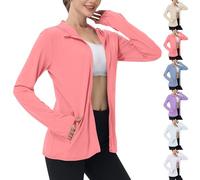Keepink Women's UPF 50+ Sun Protection Shirts SPF Jacket UV Cooling Full Zip Hoodies Jackets Long Sleeve Rash Guard Summer Tops for Outdoor Hiking Running Athletic Pockets S-4XL