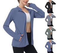 Keepink Women's UPF 50+ Sun Protection Shirts SPF Jacket UV Cooling Full Zip Hoodies Jackets Long Sleeve Rash Guard Summer Tops for Outdoor Hiking Running Athletic Pockets S-4XL