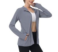 Keepink Women's UPF 50+ Sun Protection Shirts SPF Jacket UV Cooling Full Zip Hoodies Jackets Long Sleeve Rash Guard Summer Tops for Outdoor Hiking Running Athletic Pockets S-4XL