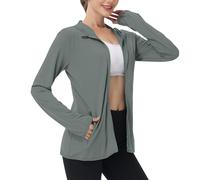 Keepink Women's UPF 50+ Sun Protection Shirts SPF Jacket UV Cooling Full Zip Hoodies Jackets Long Sleeve Rash Guard Summer Tops for Outdoor Hiking Running Athletic Pockets S-4XL