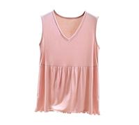 Keepink Womens Vest Tops Loose Fit Peplum Sleeveless Blouse Summer Babydoll Ruffle Tank Tops V Neck Y2K Shirt Supersoft Loungwear Modal Pjs T-Shirt Yoga Running Gym Shirts