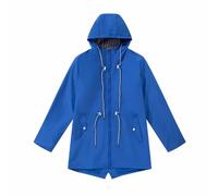 Keepink Women's Waterproof Jacket Drawstring Zipper Jackets Solid Color Raincoat Active Windbreaker with Hood Lightweight Rain Coat with Pocket Cute Outerwear Plus Size 8-18 UK Sale