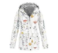 Keepink Womens Waterproof Jackets Lightweight Hooded Rain Coats Striped Lined Windbreaker Long Sleeve Zip Up Trench Coat Ladies Raincoats Active Outwear Pockets Large 12-26