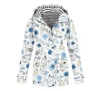 Keepink Womens Waterproof Jackets Lightweight Hooded Rain Coats Striped Lined Windbreaker Long Sleeve Zip Up Trench Coat Ladies Raincoats Active Outwear Pockets Large 12-26