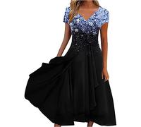 Keepink Women's Wrap Dress - UK Plus Size Short Sleeve Chiffon A Line Bridesmaid Occasion Evening Dress Empire Waist