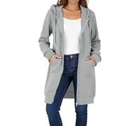 Keepink Women's Zip Up Hoodies Oversized Fleece Coat Longline Tunic Sweatshirts Casual Long Sleeve Hooded Neck Jacket Winter Coat with Pockets Lightweight Straight Y2K Outerwear