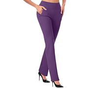 Keepink Work Trousers for Women UK Ladies Slim Office Smart Stretch Suit Pants with Pocket Cigarette Straight Leg Tailored High Elasticated Waist Tapered Ankle Grazer