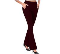 Keepink Work Trousers Women Stretch Fit Pull On Slim Flare Trousers Loose Lounge Pants Elegant Wide Leg Joggers Cargo Yoga Bottoms Women's Elastic Waist Straight Casual Pant Pockets