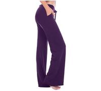 Keepink Yoga Leggings Women Straight Wide Leg Elasticated Waist Joggers Causal Gym Pants Elegant Work Trousers Cotton Tracksuit Bottoms Baggy Sweatpants UK 8-20 Petite/Regular/Tall