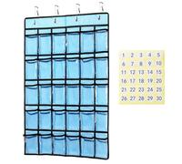 KEEPJOY Classroom Pocket Chart for Cellphone Calculator Holder, 30 Clear Pocket Charts for Classroom 33.5 x 24.5 inch Hanging cell phone Organizer Storage (Blue-30 pockets)